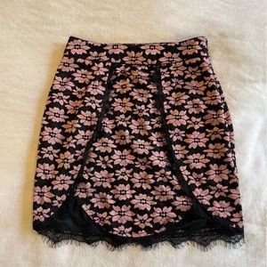 Pink and black floral LF skirt